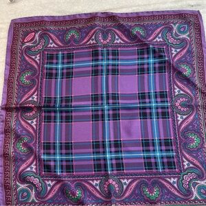 VIntage Atelier Versace 100% Silk Scarf Plaid Purple 16"